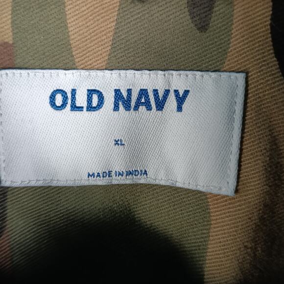 Camouflage Button Up Shirt Men Extra Large Brown Woodland Canvas Old Navy - Picture 2 of 8